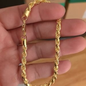 Silver 925 Gold Plated Rope 100 Bracelet 4.4mm - CH395 GP